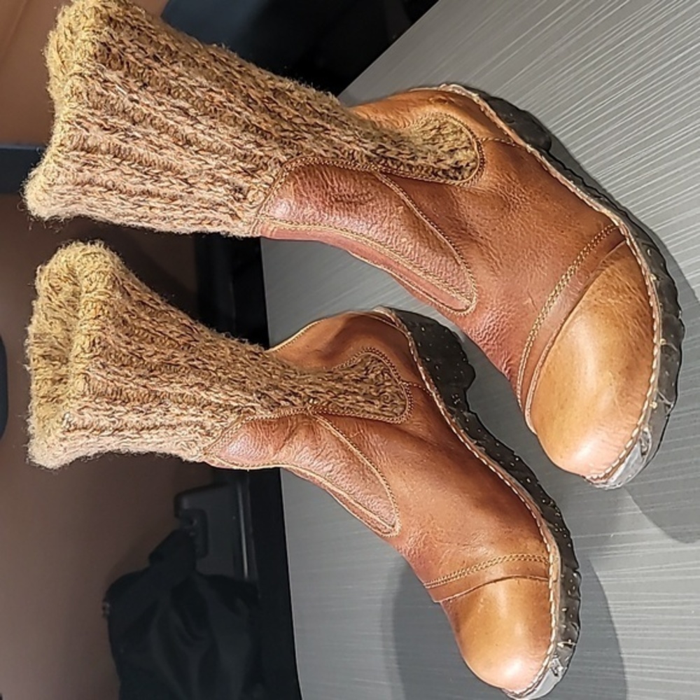 EL NATURALISTA IGGDRASIL Brown Leather Sock Boots‎ Women's 37 (6.5) NWOT